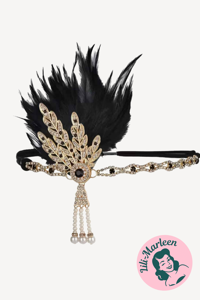 Gatsby Black Feather – 1920’er Hårpynt med Fjer og Krystaller